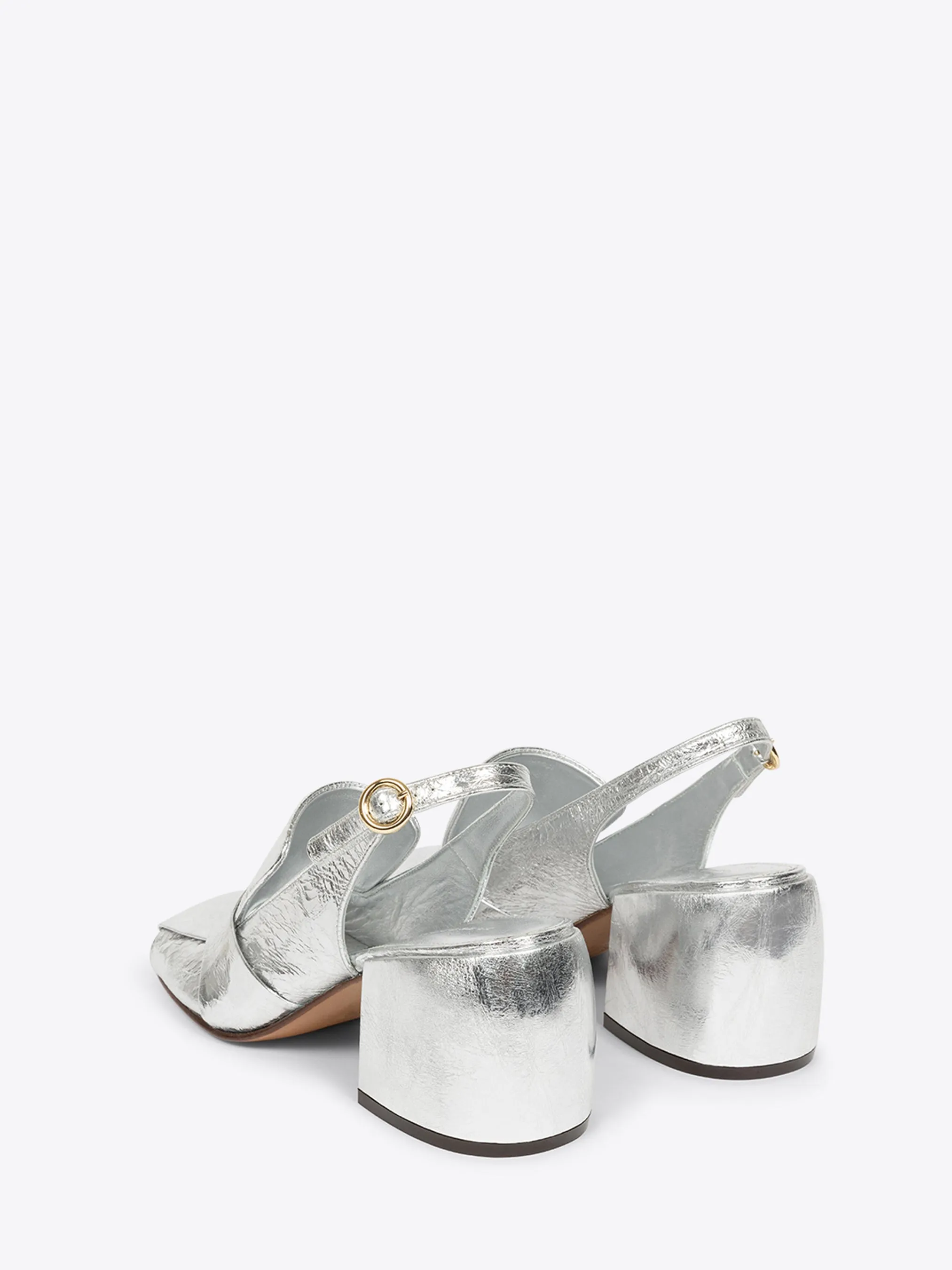 Metallic leather mules