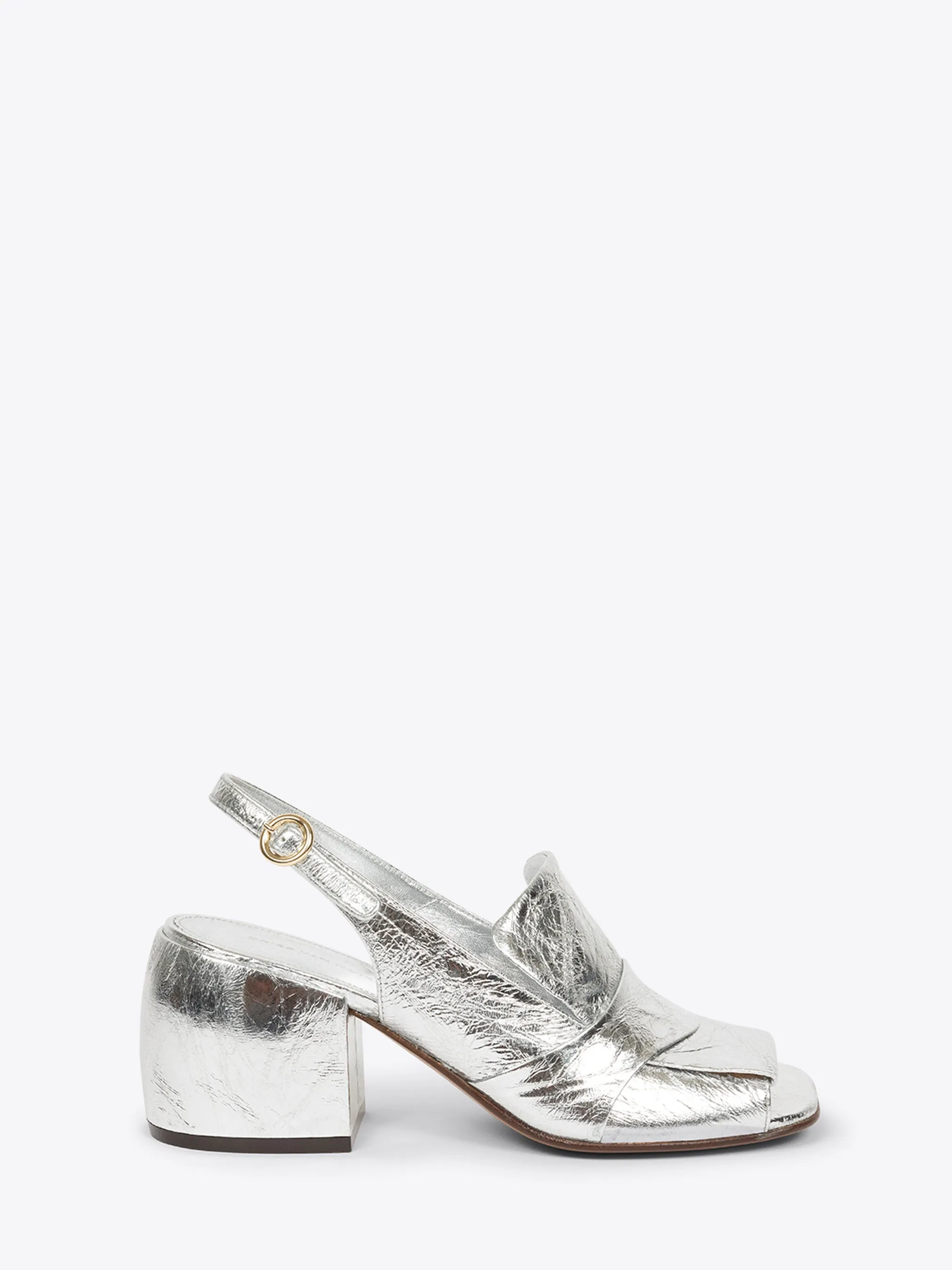 Metallic leather mules