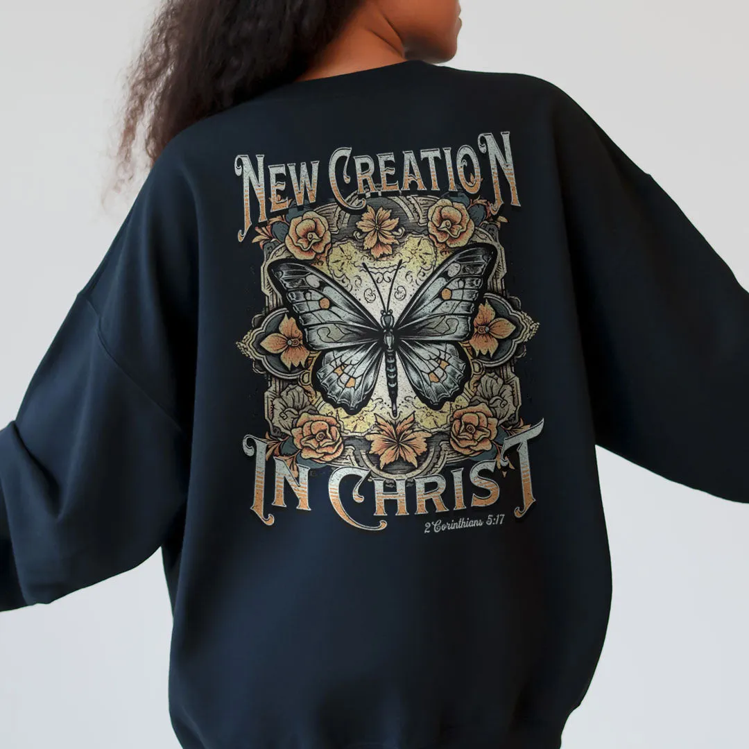 New Creation In Christ Autumn Butterfly Back Print Sweatshirt