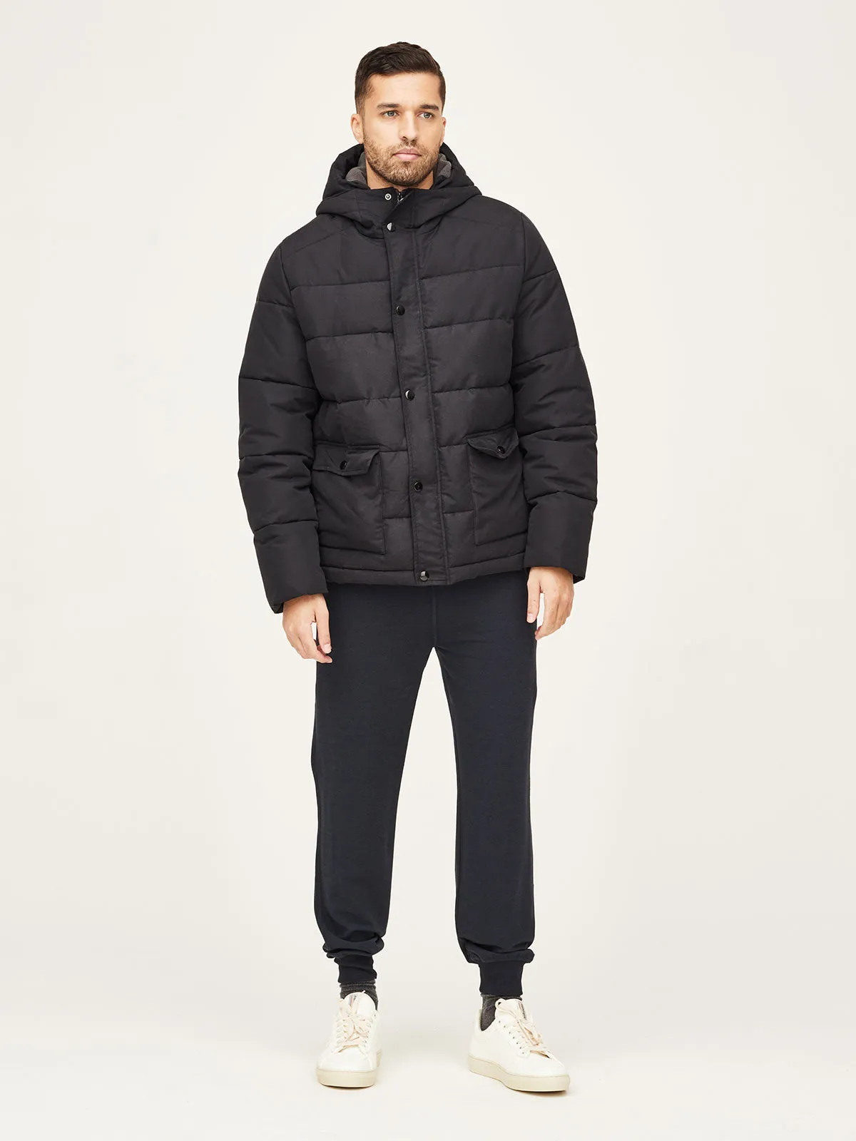 Black Nuttery Mens Short Puffer Coat - Stylish and Warm