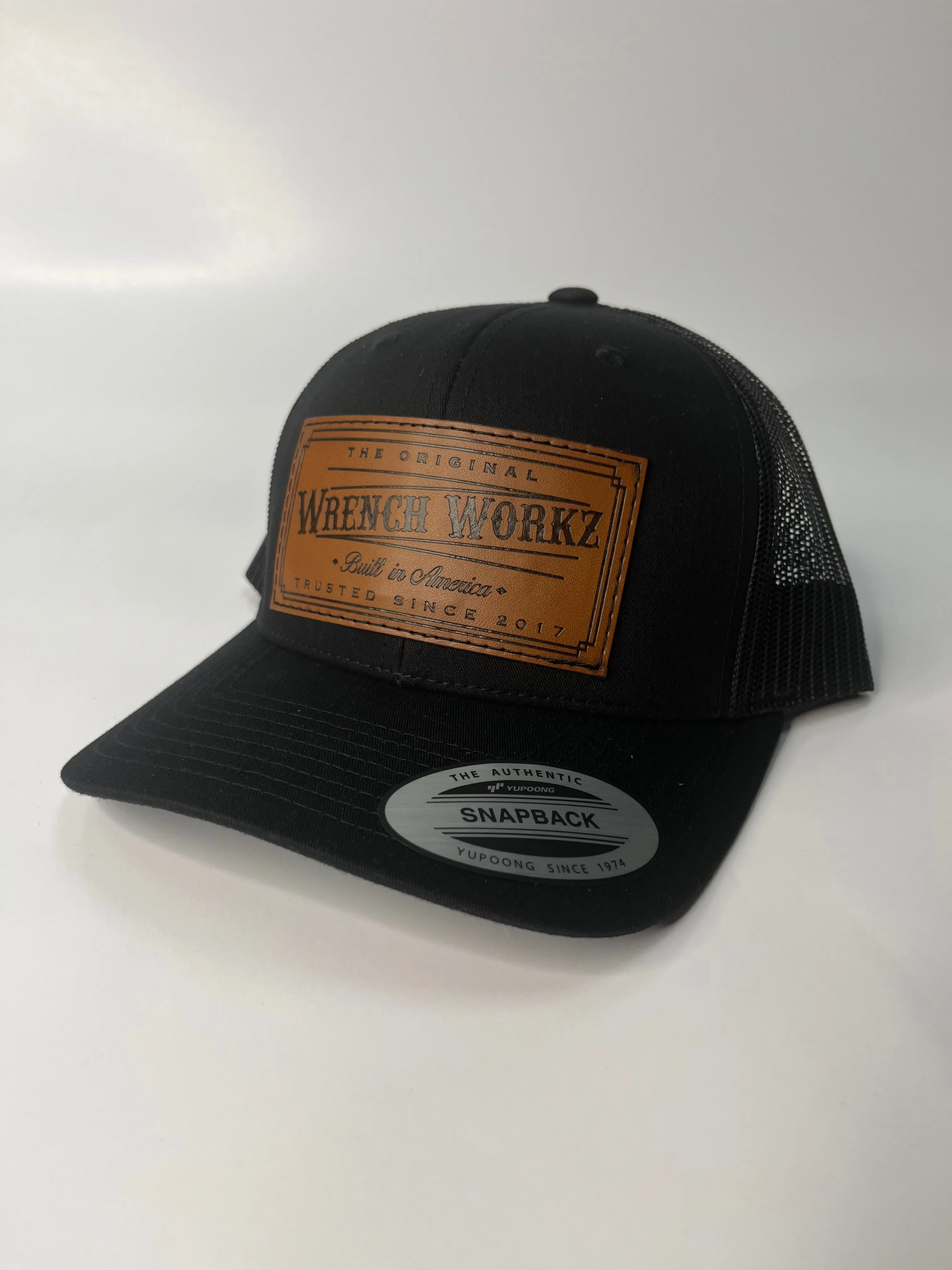 Rectangle Leather Snapback Hat