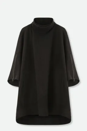 RICCIO ONE-SIZE COAT IN ITALIAN WOOL BLACK