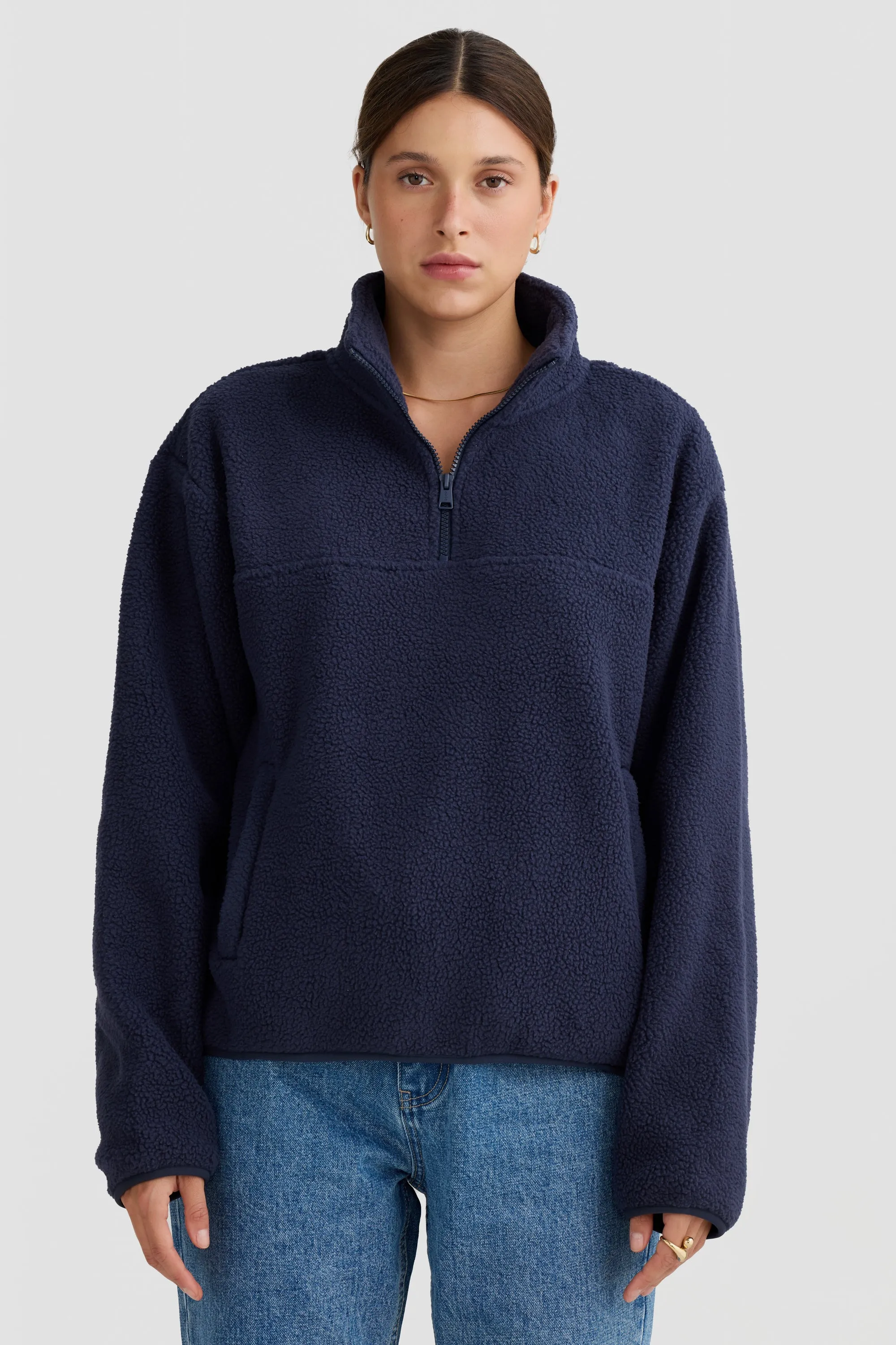 Sherpa Fleece Quarter Zip Navy