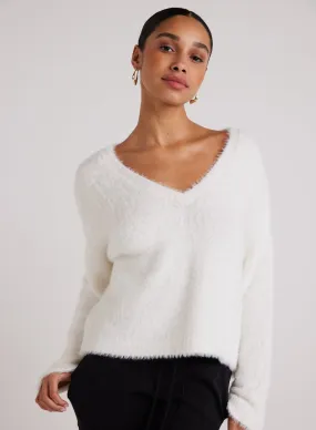 Slouchy V-Neck Sweater - Winter White