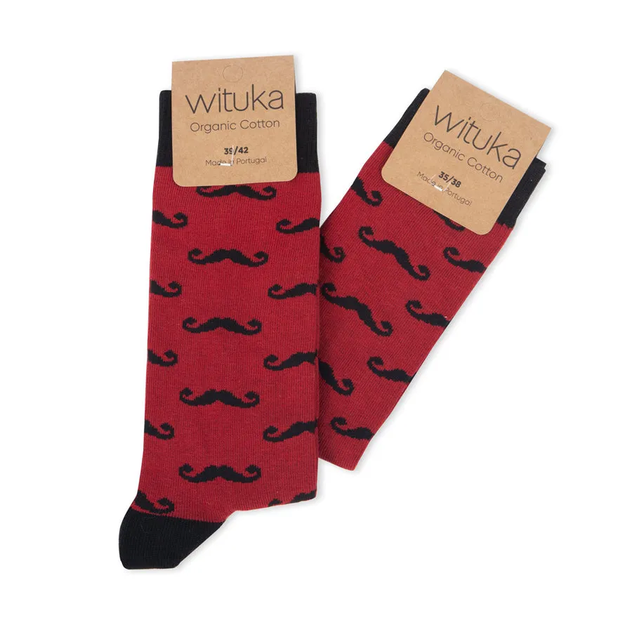 Socks Mustacho Burgundy