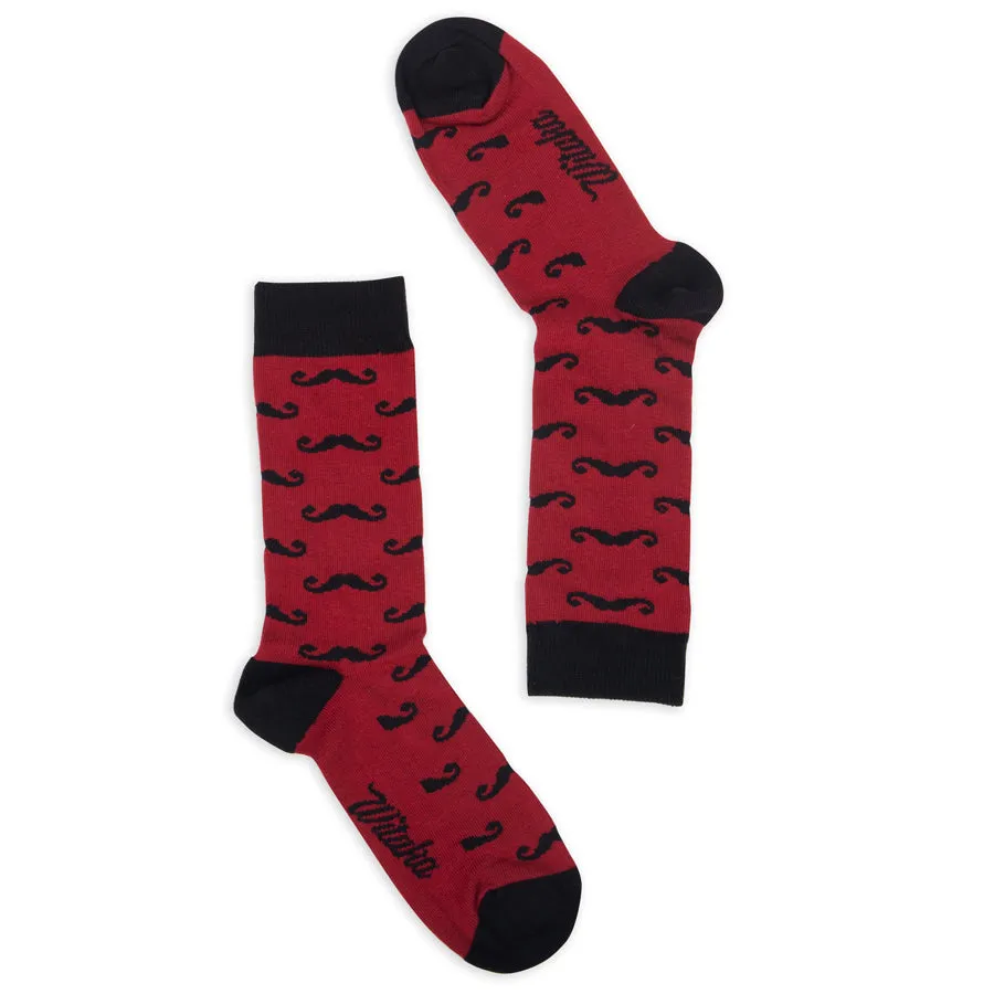 Socks Mustacho Burgundy