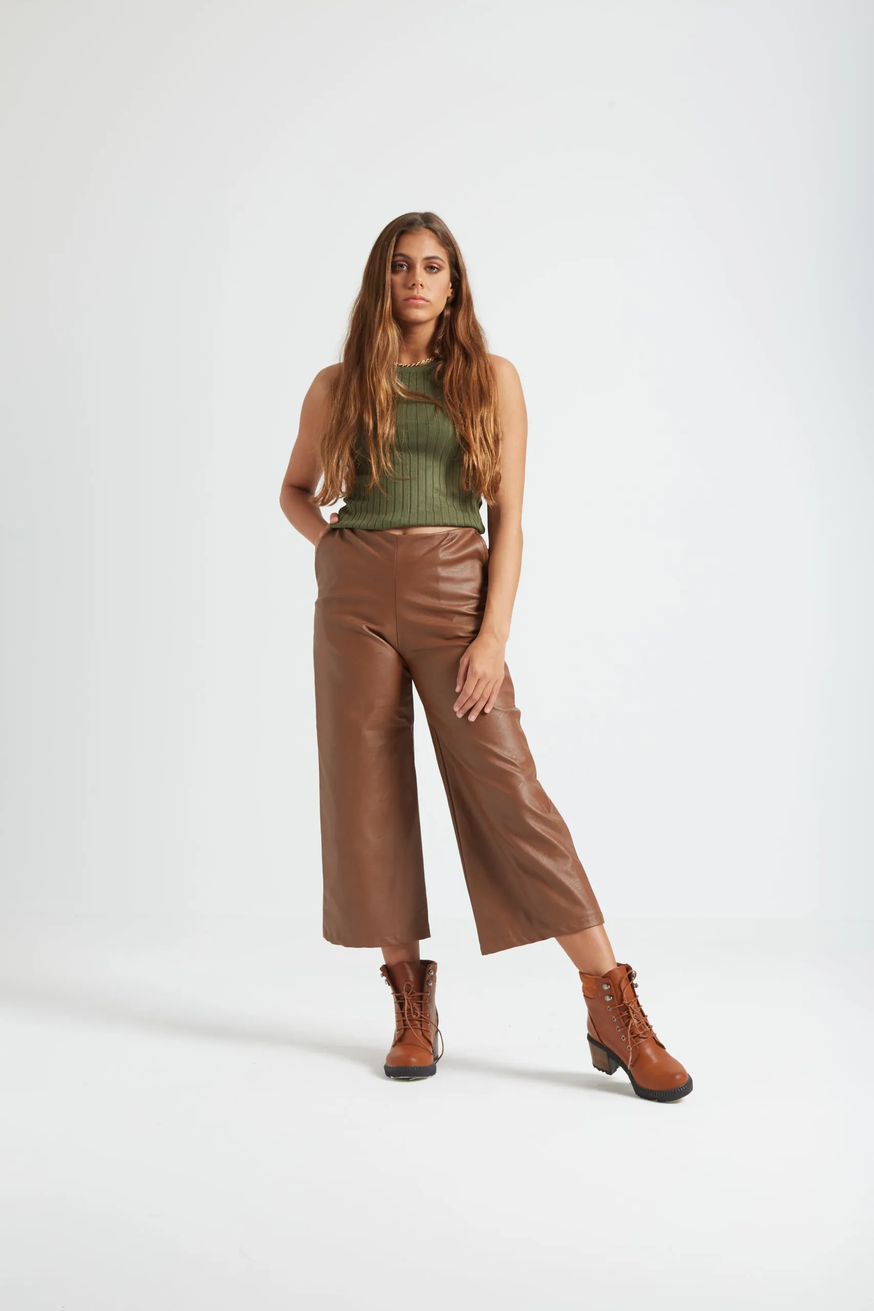 TAN LEATHER CULOTTES