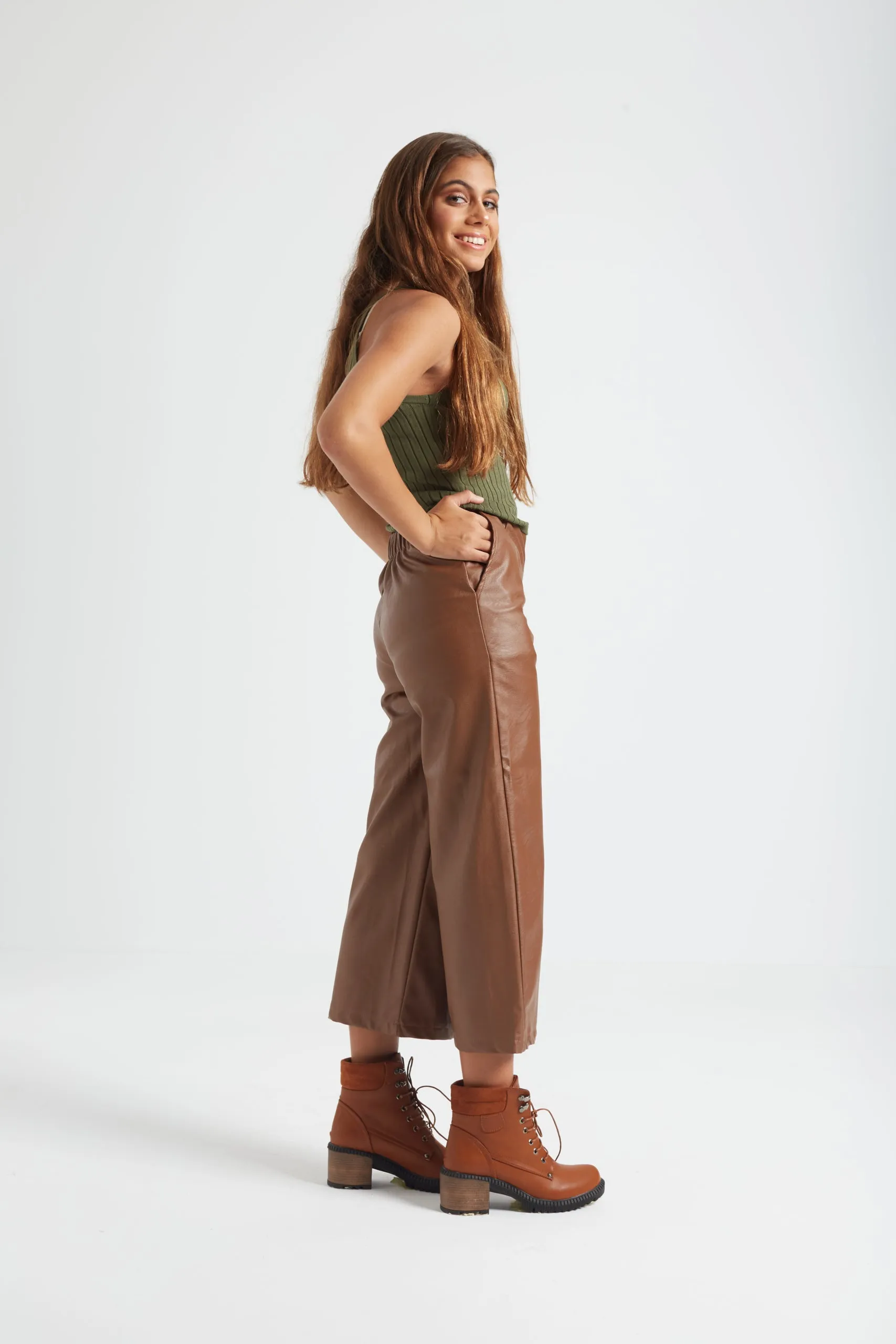 TAN LEATHER CULOTTES