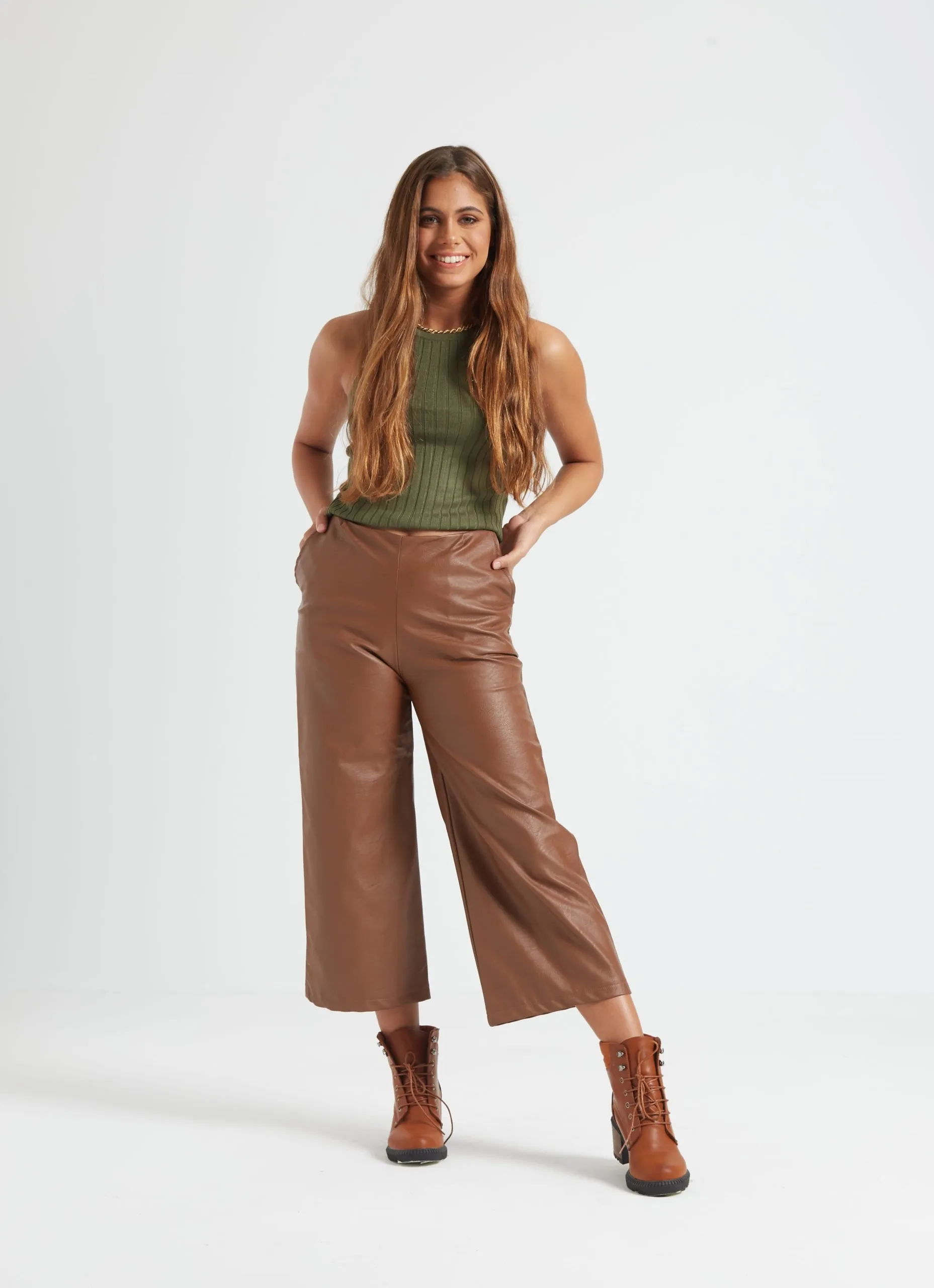 TAN LEATHER CULOTTES