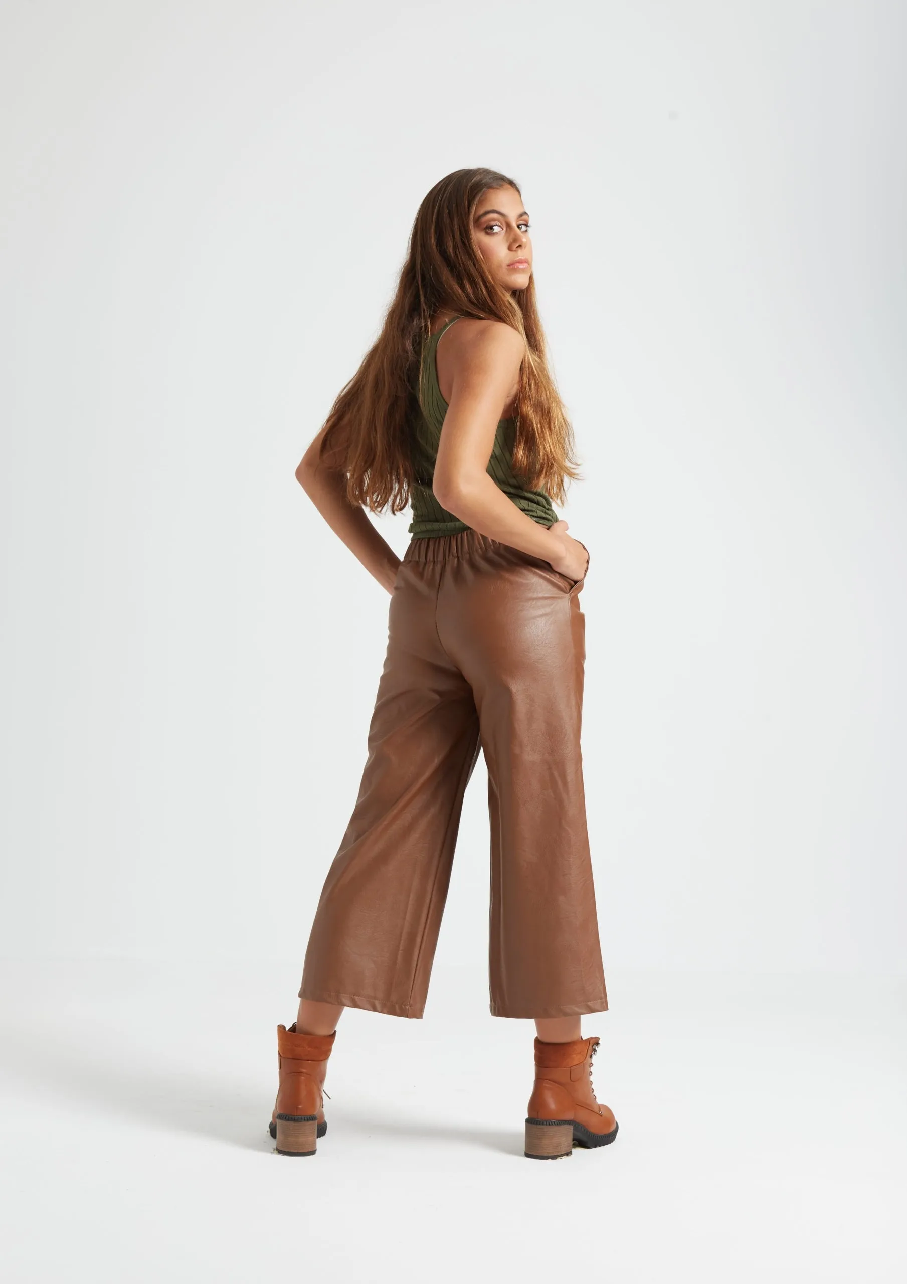 TAN LEATHER CULOTTES