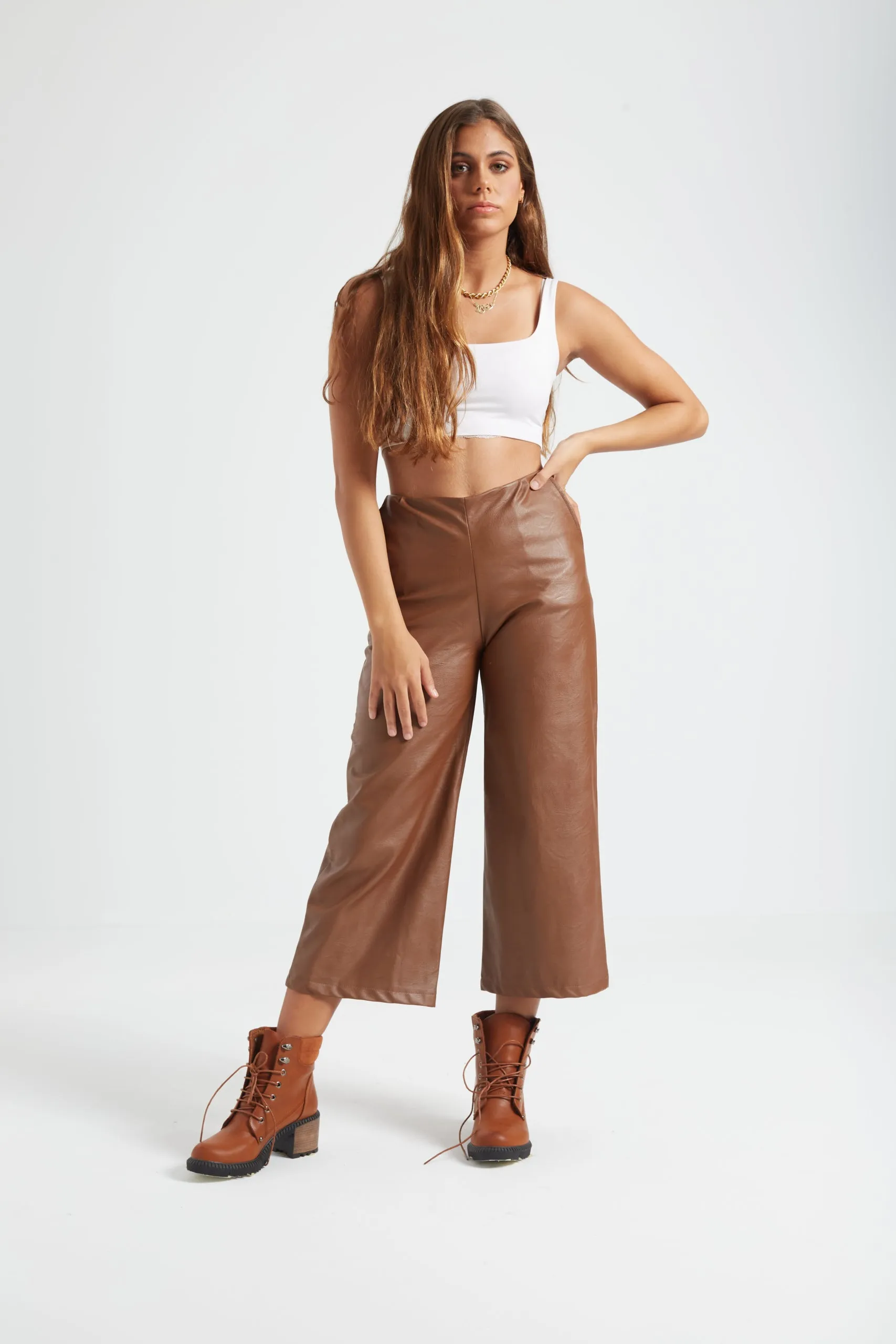 TAN LEATHER CULOTTES