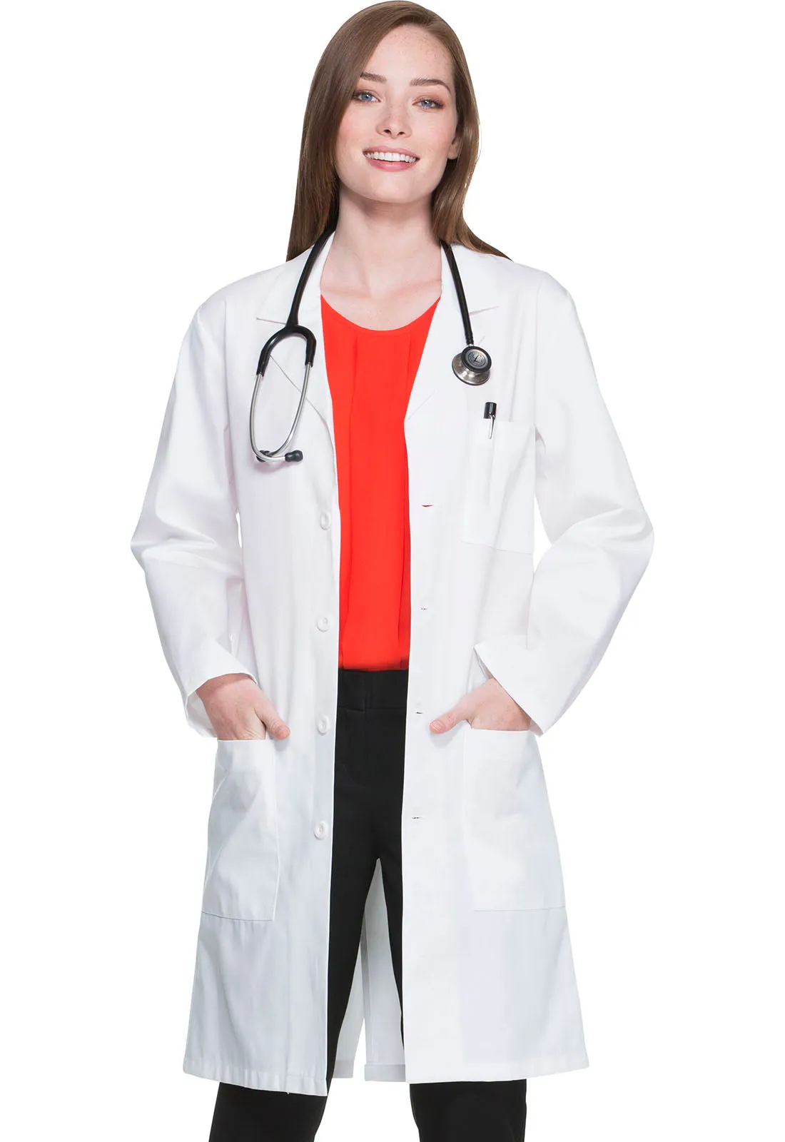 Unisex 40" Long Antimicrobial Lab Coat in White