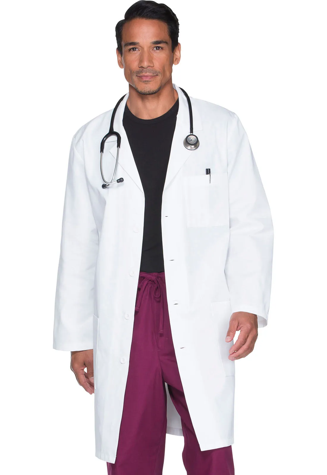 Unisex 40" Long Antimicrobial Lab Coat in White