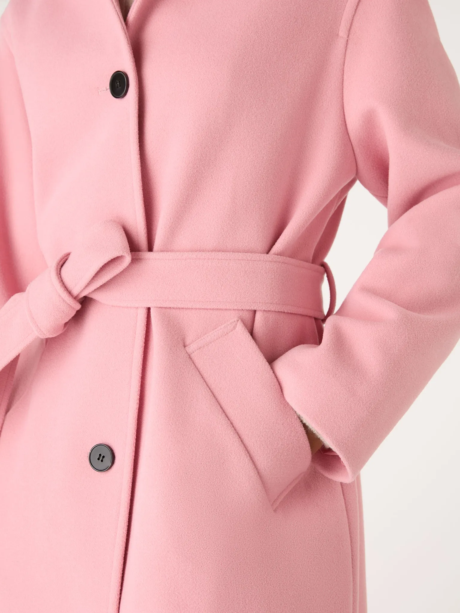 Vienna Single Breasted Belted Coat in Dusty Pink