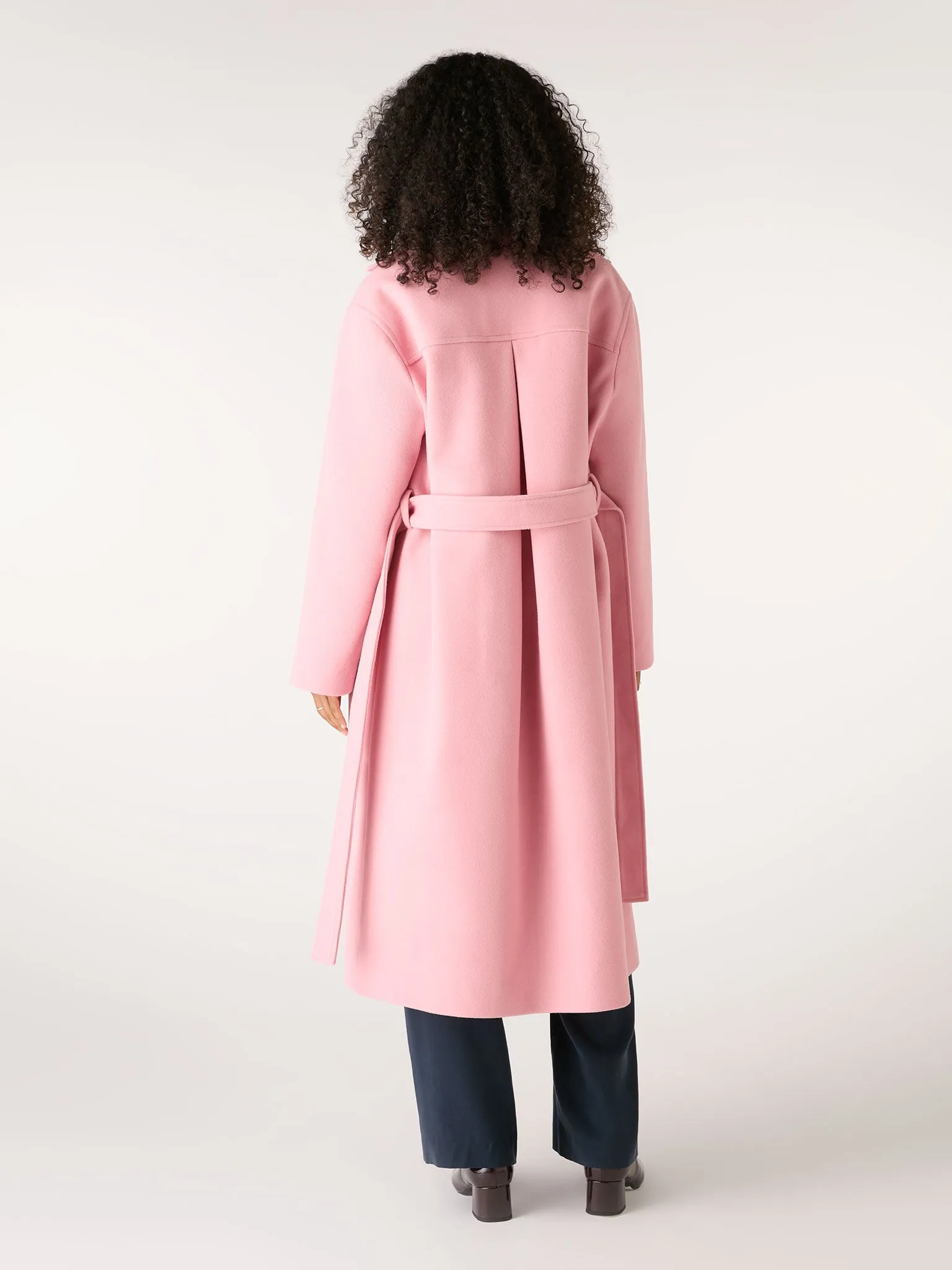 Vienna Single Breasted Belted Coat in Dusty Pink