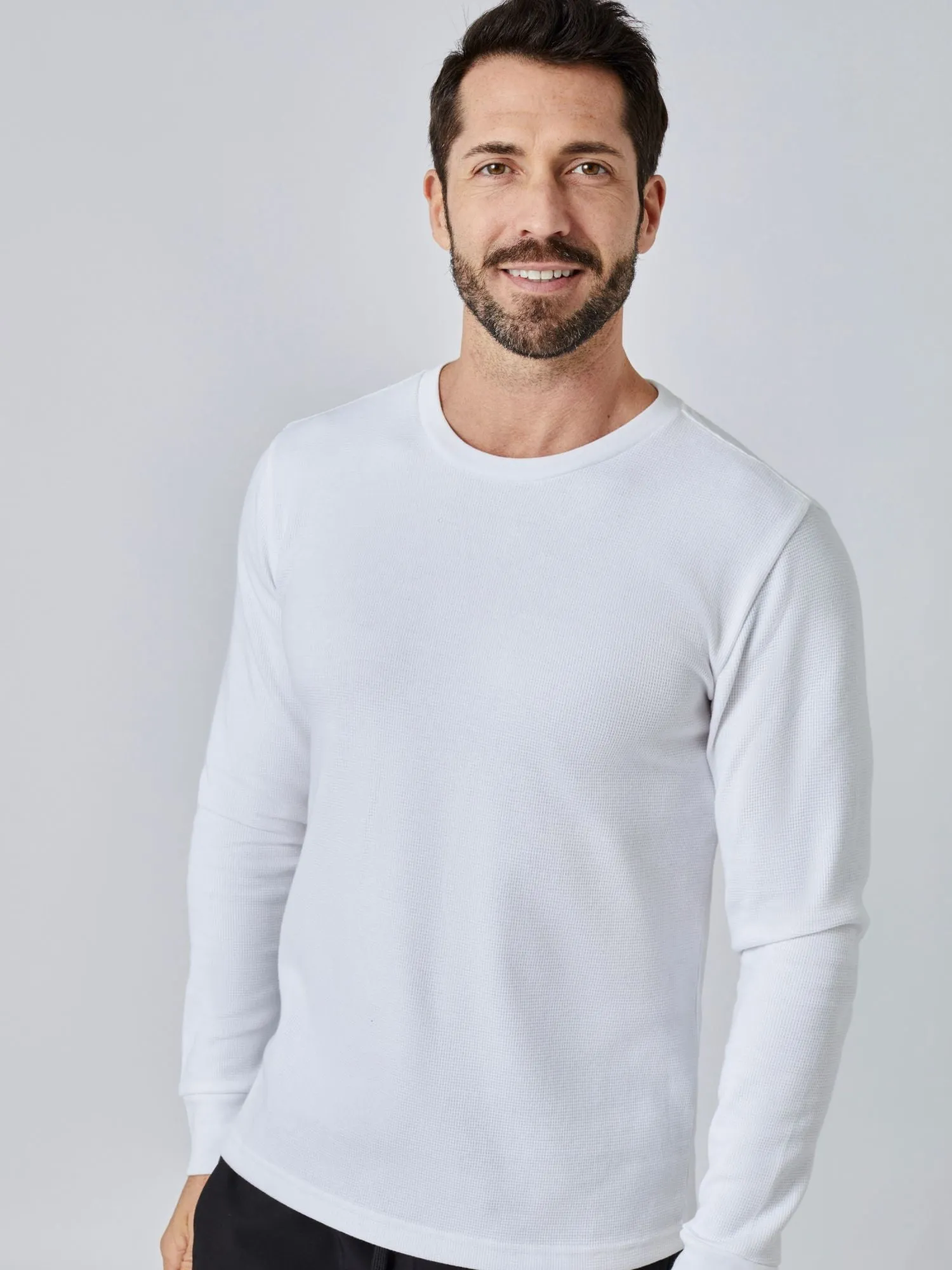 White Thermal Long Sleeve Crew